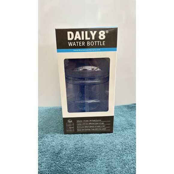 Bluewave Daily 8 Sports Water Bottle Jug w/2 Caps/Straw - Gym Fitness Diet 1.9L - Picture 11 of 16